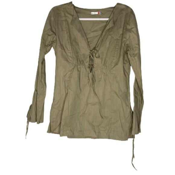 Seafolly Green Swimsuit Coverup Tie Front Shirt - Picture 1 of 9